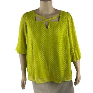 Cato Swiss Dot Blouse Lime Green Size 18/20W